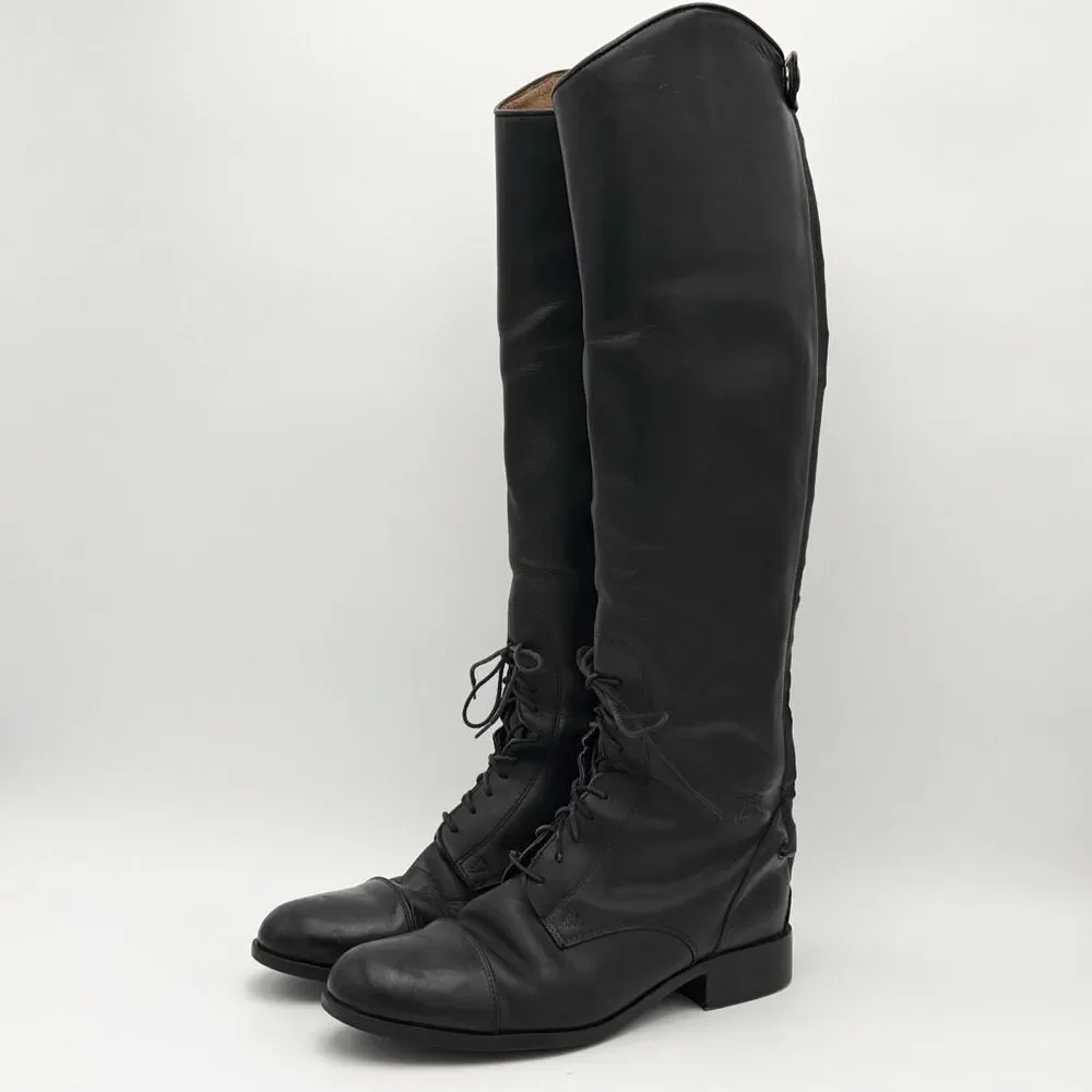 Ariat Heritage Contour Black Leather Field Tall Riding Boots Medium Height Regul